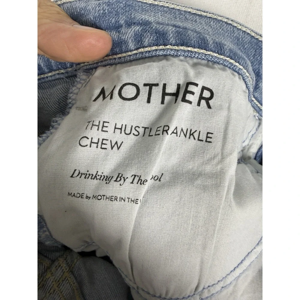MOTHER The Hustler Ankle Chew Jeans Women 32 High Rise Drinking By The Pool Wash